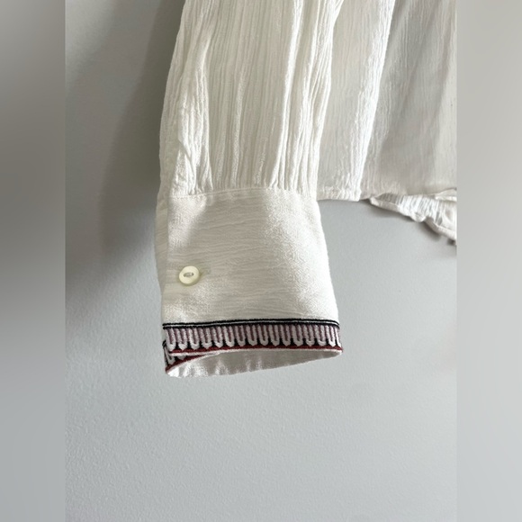 M&S White Bohemian Hippie Flowy Long Sleeve Blouse Embroidered - Picture 4 of 15